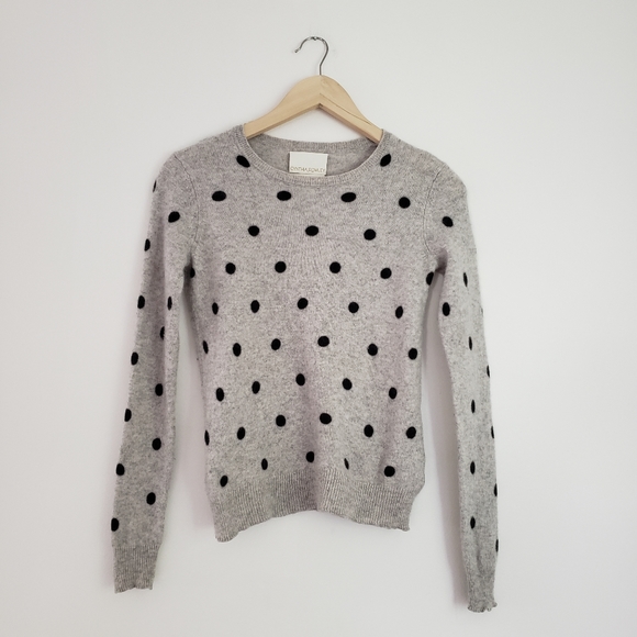 Cynthia Rowley Grey Black Polka Cashmere Sweater - Picture 1 of 9